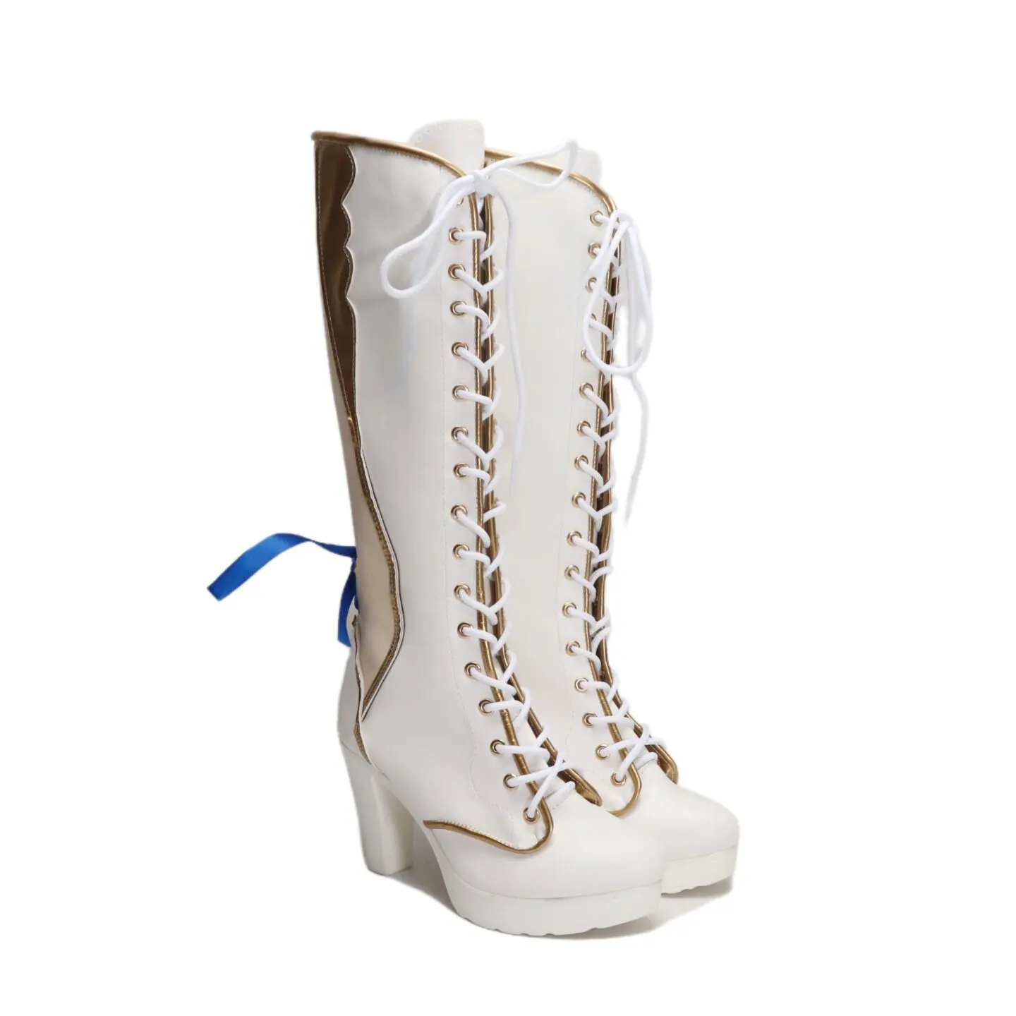 Anime Virtual YouTuber Hebi Cosplay Shoes White Medium-Long PU Leather Boots For Halloween Carnival