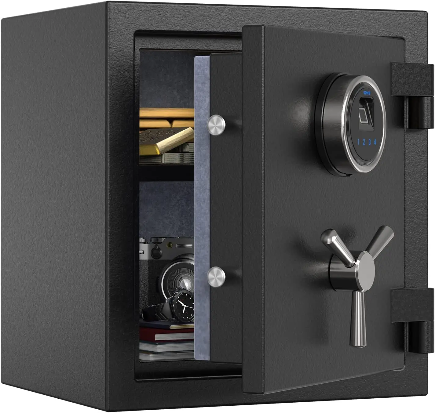 Small Fireproof Home Safe Box,Fingerprint Money Safe,0.84 CuFt | Digital Biometric Fire Proof Safe Box,Personal Security Box,Tou
