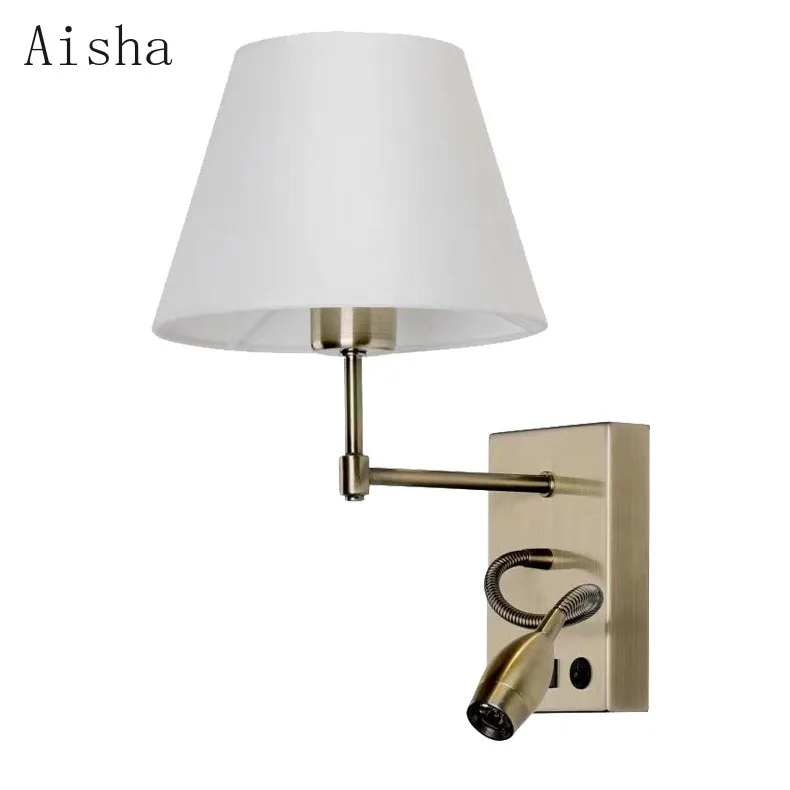 

Simple Cloth Covered Wall Lamp Bedside Light Luxury Lighting Indoor Bedroom Living Room USB Wall Decorative Sconces LED