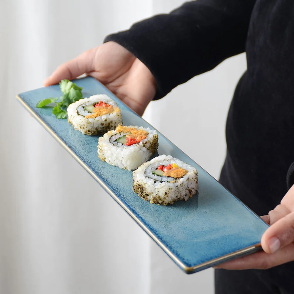 

Ceramics Sushi Plate Rectangular Dish Light Blue Japanese Style for Restaurants Hotels Family Dinners Gift Choice
