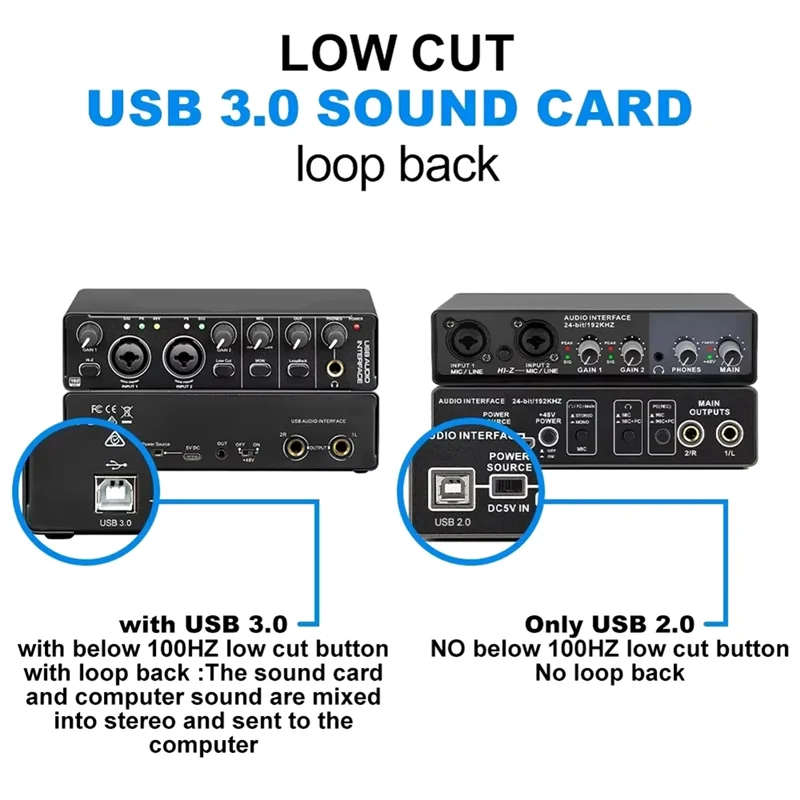 

Y45A-Professional Wired Audio Interface Soundcard AD Converter For Studio, Singing, Podcast, And Electric Guitar Live Recording