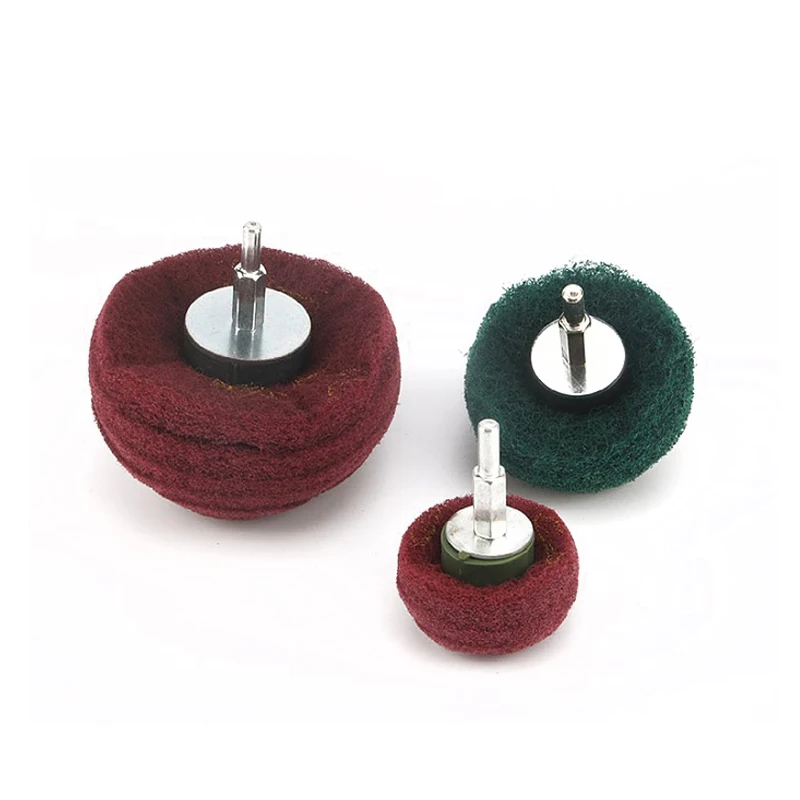 3/6Pcs Mushroom Mounted Non-woven Abrasive Buffing Wheel with 6mm(1/4