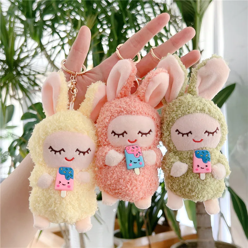 Peluche mignonne en forme de lapin qui mange de la glace pour couple, pendentif en forme de continent, jouet créatif et amusant pour décorer, nouveauté