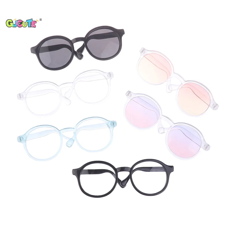 1Pc Mini Doll Glasses For Plush Dolls Round Frame Miniature Eyewear Clear Lens Eyeglasses Doll Accessories (Not Include Doll)