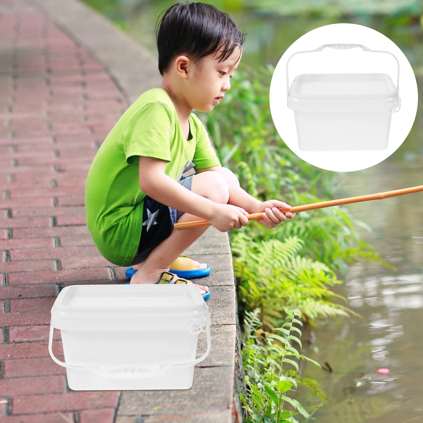 

2 Pcs Gallon White Paint Can Paint Bucket Square Plastic Container with Lid for Painting Storage Outdoor Activities