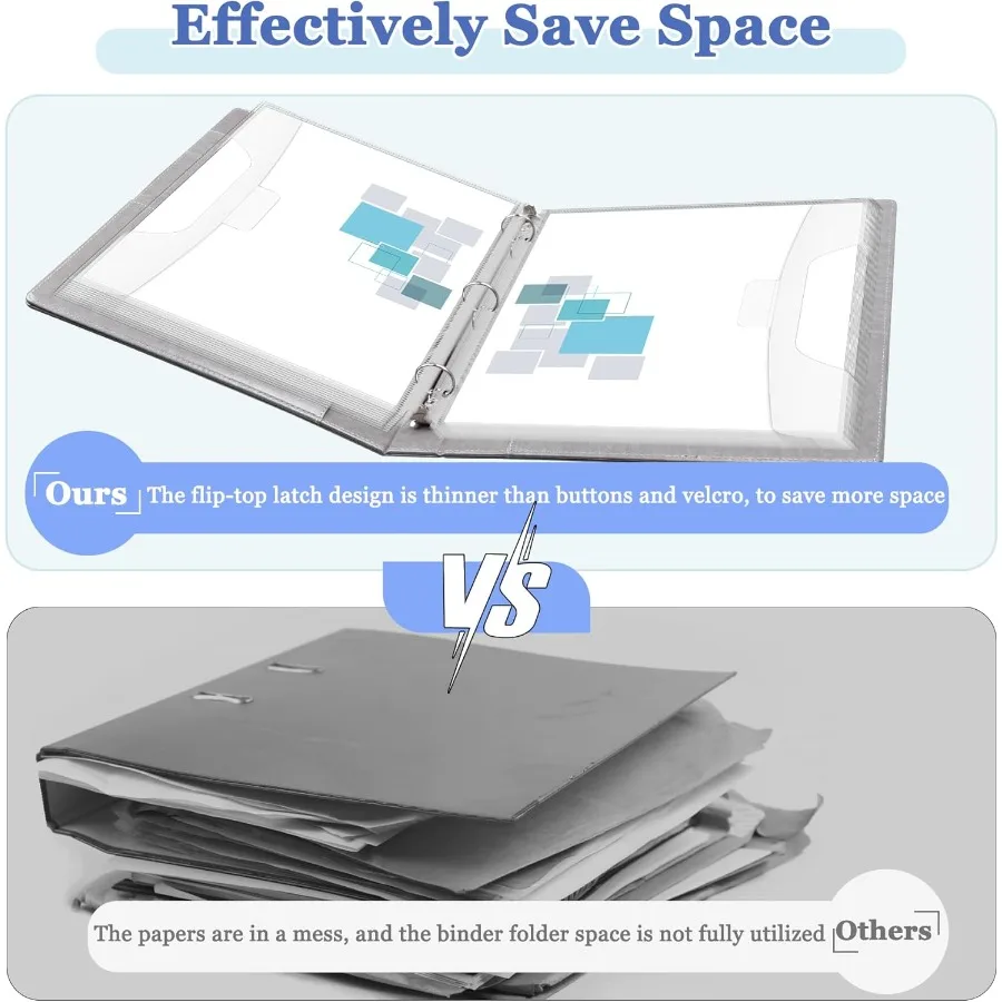 15 Pack Binder Pockets for 3 Ring Binder Organization Heavyweight Plastic Folder with SpaceSaving Closure Side Loading Letter S