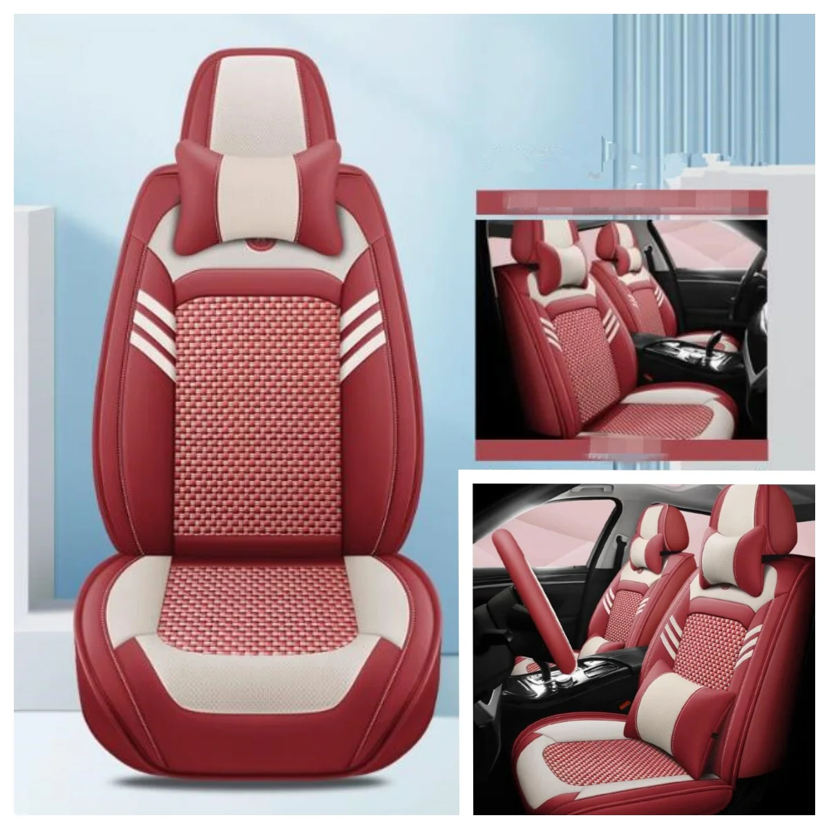 

Front and back car seat covers + Steering wheel cover for Nissan Sentra 2025-2010 Good quality breathable seat cushion seat case