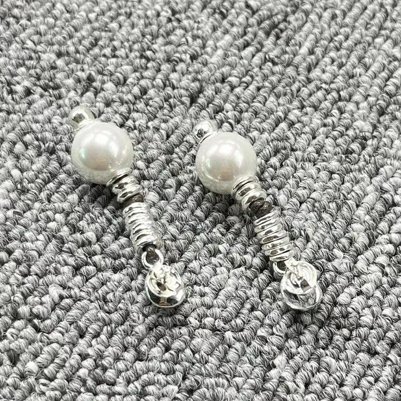 European and American style silver pearl pendant earrings, versatile commuting design accessories