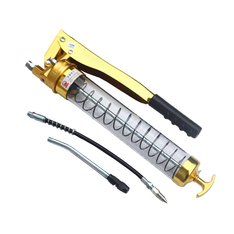 900CC Transparent Large Piston Double Pressure Rod Butter Gun Gold Paint Transparent Barrel Body Double Piston More Labor-Saving