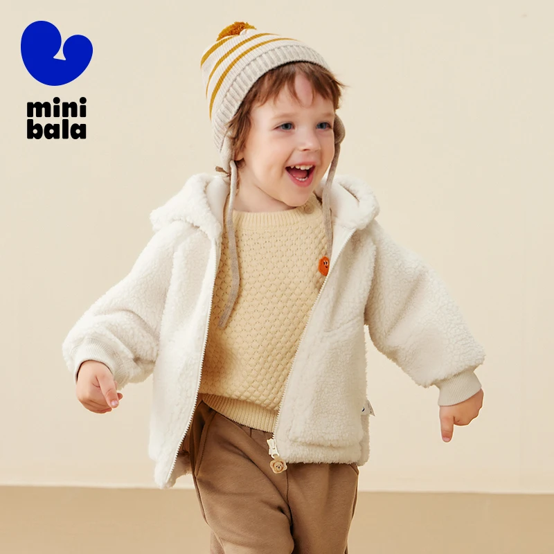 

Mini Bala Kids Jacket Teddy Bear Collaboration Anti Static Plush Coat 2025 Winter New