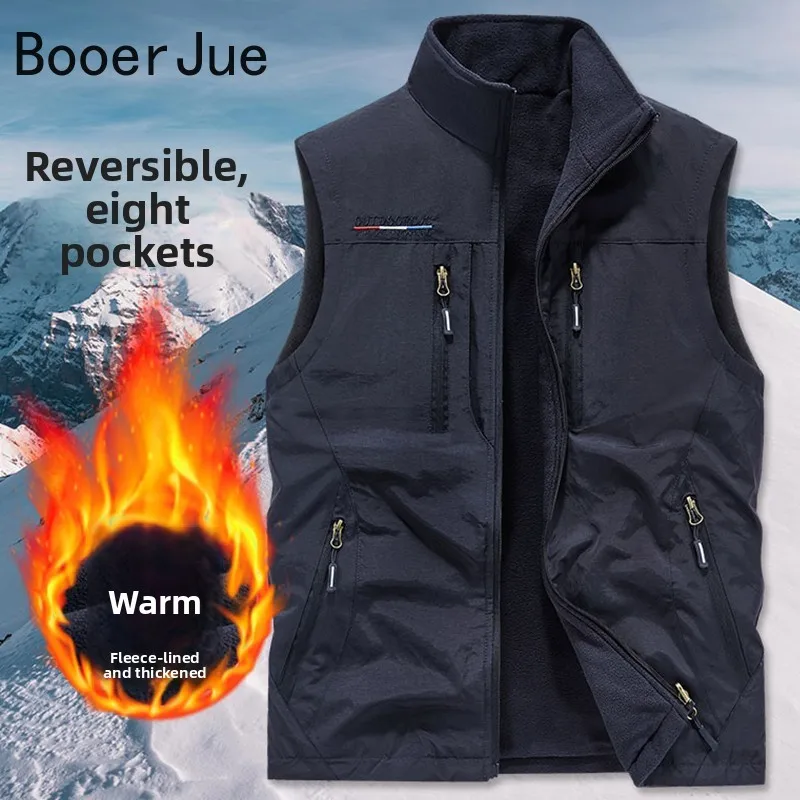 

Men's Vest Outdoor Climbing Running Fishing Multi-Pocket Cycling Work Waistcoat Jacket Casual Loose Fit Large Size Utility Vest