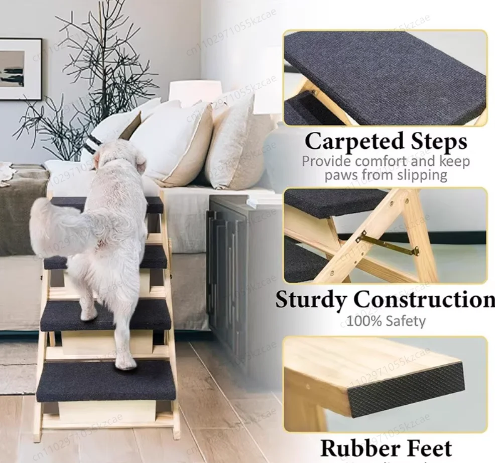 

Трехслойная складная уличная лестница, подходящая для маленьких и средних собак и пожилых собак. Деревянная нескользящая износостойкая лестница для домашних животных.