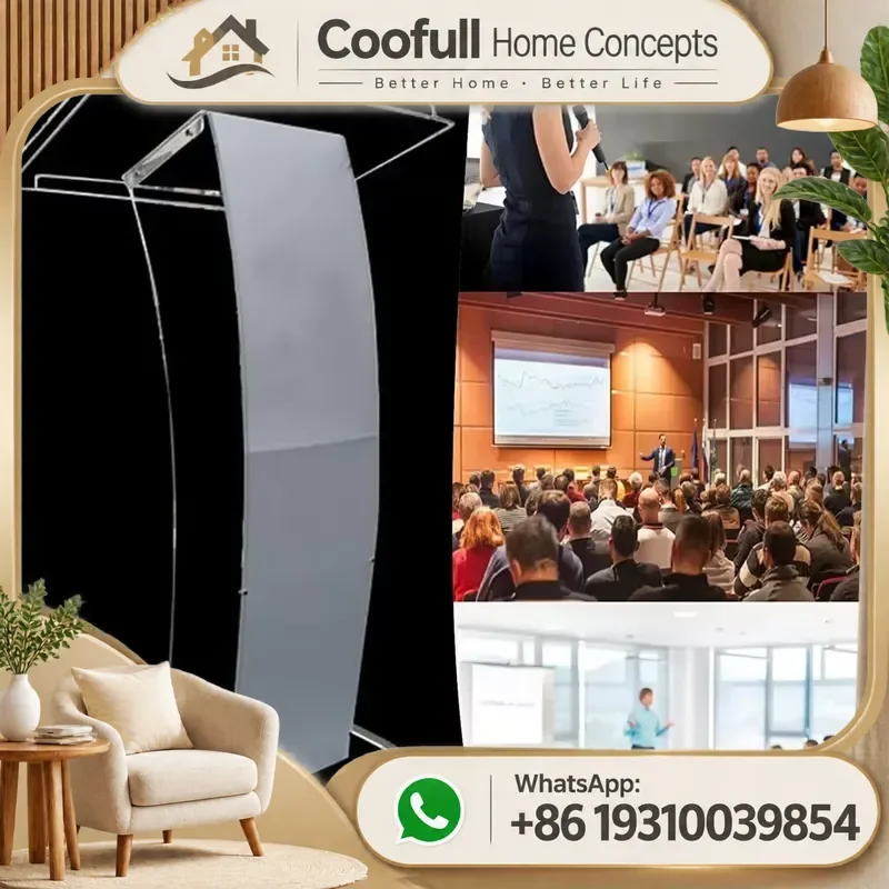 Clear Acrylic Podium LED Lighted Speech Stand Polished Lectern Pulpit for Wedding Church Office Classroom Presentation