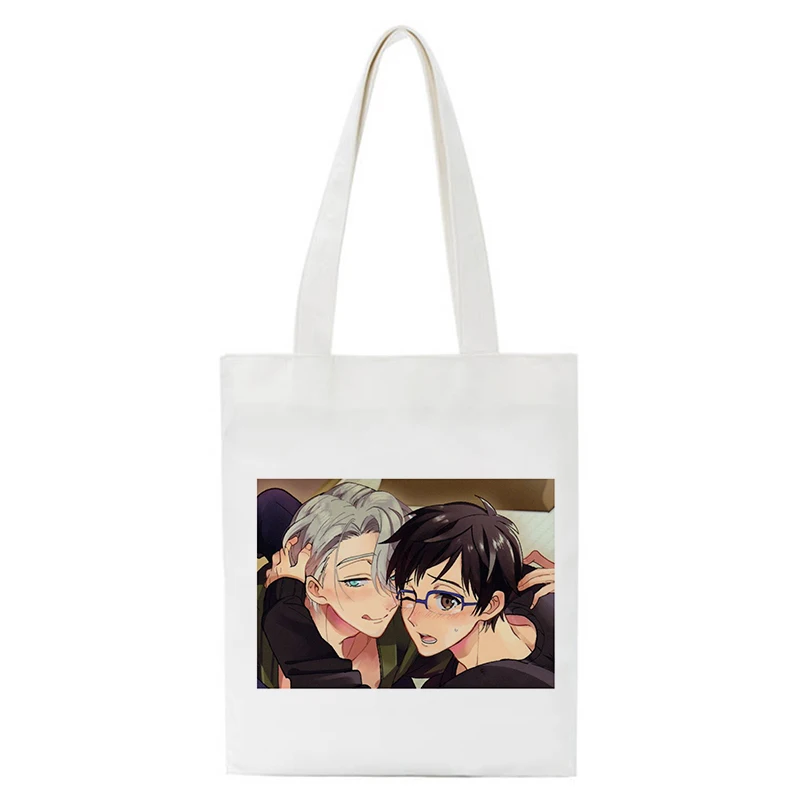 Kawaii Shopping Bag Yuri On Ice BL Yaoi Tote Bag Anime Manga Shopper borse borse a tracolla borsa donna elegante borsa di tela