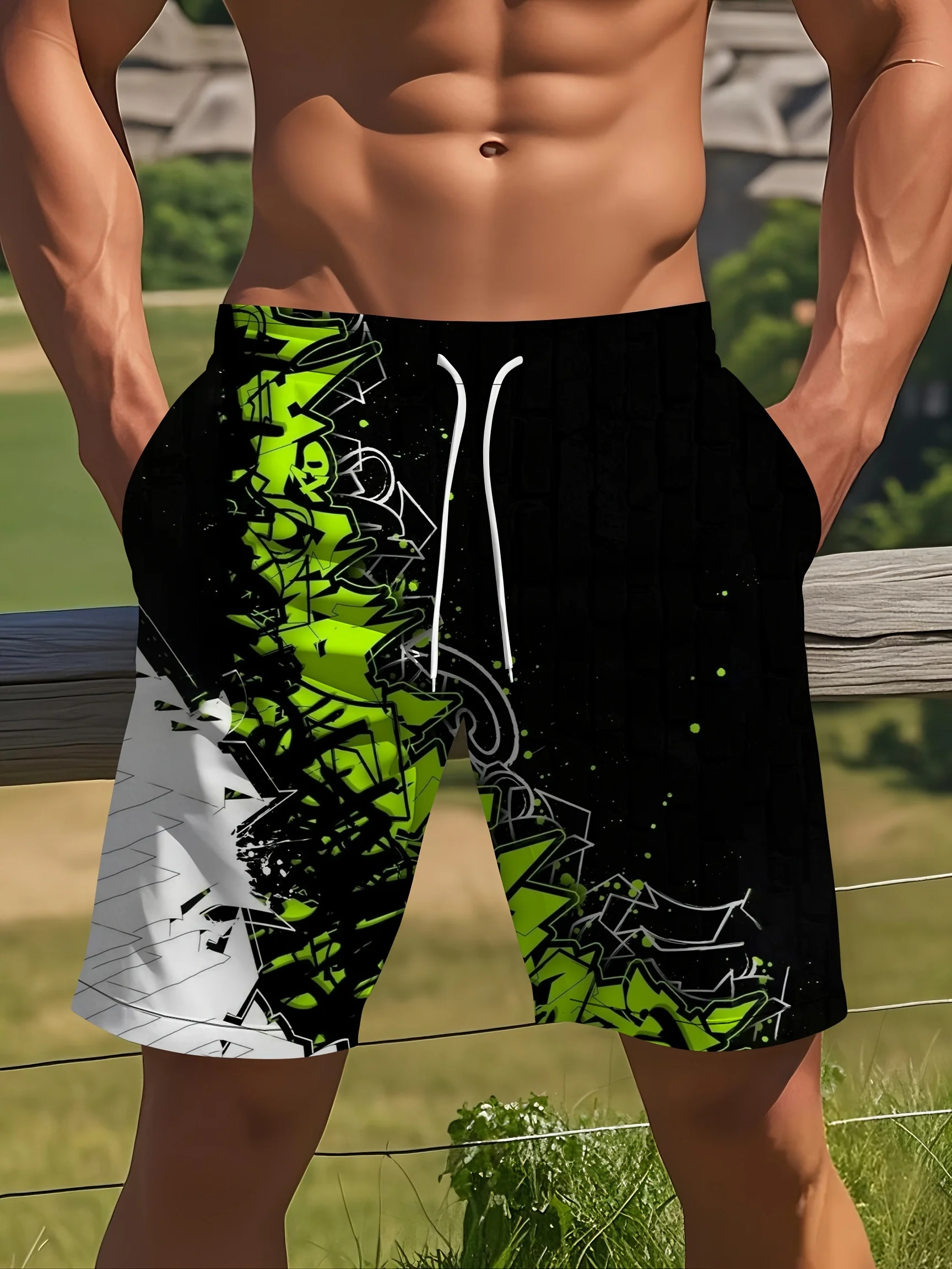 

2026 Summer Hot Selling New Vacation Beach 3D Printing Fashionable Outdoor Loose Breathable Quick Drying Street Y2K Shorts