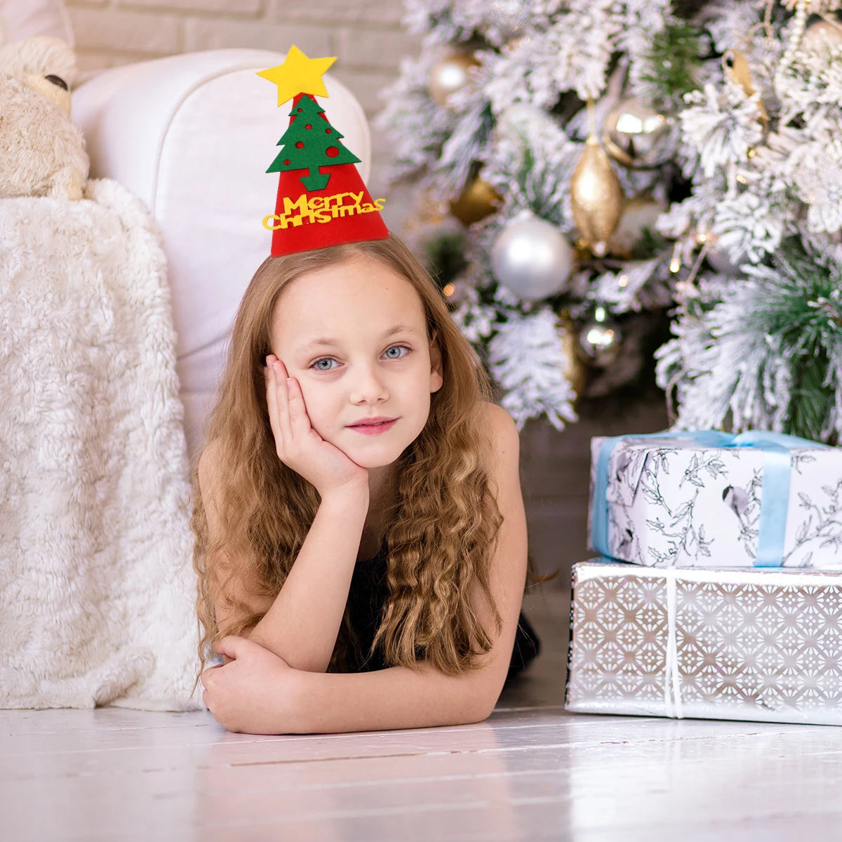 

7pcs Christmas Caps Hats Festive Costume Headdress Party Favors for s Girls Random Pattern