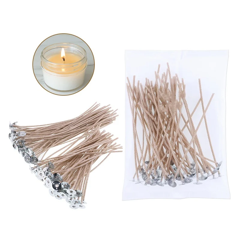 100 PCS Cotton Candle Wicks Brown Soybean Core Smokeless Candles 6/20cm Candle Making Supplies Wax Wicks for Candle Making