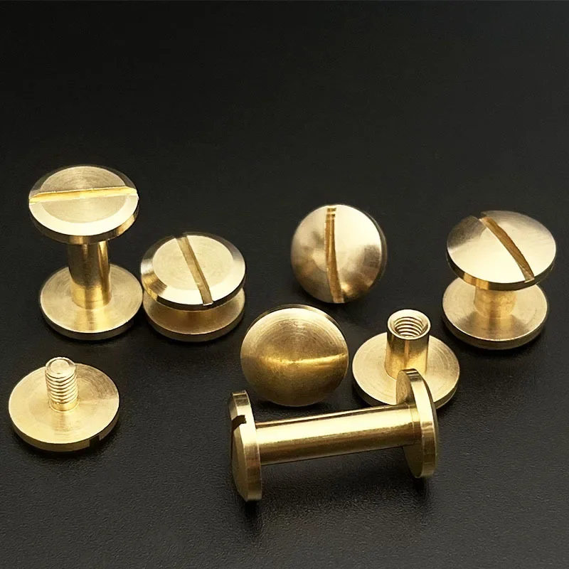 Solid Brass Binding Chicago Screws Nail Stud Rivets for Photo Album Leather Craft Studs Belt Wallet Fasteners 8mm cap 10pcs