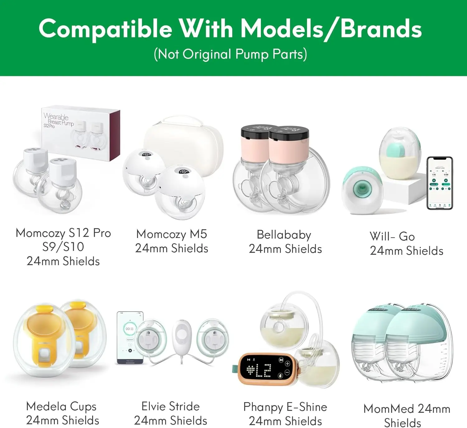 Wearable Wearable Breast Pump, Inserções de Flange, Compatível com Momcozy, XIMYRA, YOUHA, 13mm, 15mm, 17mm, 18mm, 19mm, 20mm, 21mm, 24mm