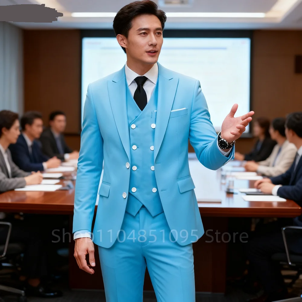 

Solid Color Men's Business Tuxedos Slim Fit Wedding Groomsmen Fashion Lapel Peak Tails Dance Party Ternos Masculinos