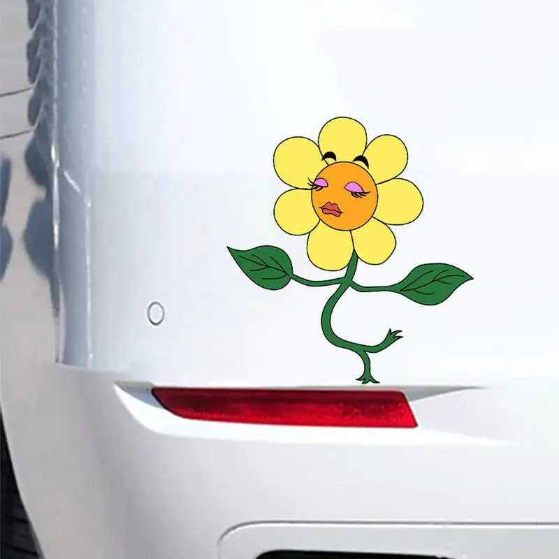 Car Stickers For Women Funny Humanoid Flower Decals Auto Decoration Car Headlight Flower Sticker For Auto Electric Vehicle