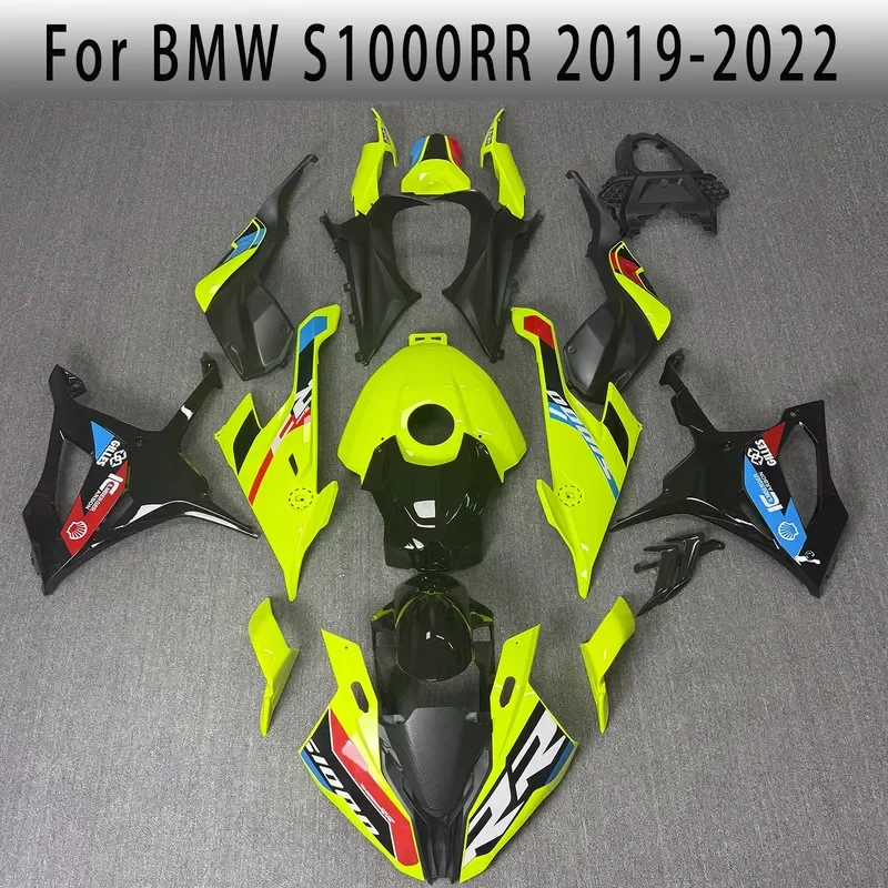 for S1000RR 2019, 2020, 2021, 2022 models with fairing kit and high-quality ABS molded fluorescent yellow body