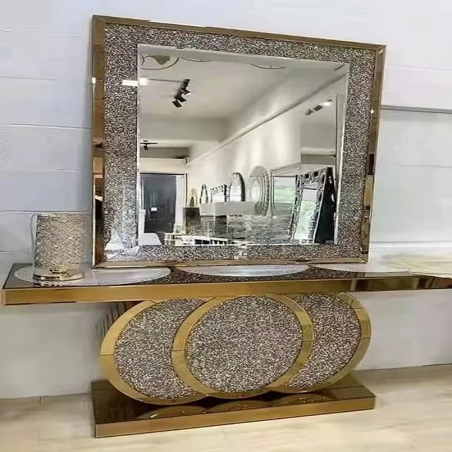 

！@New Design Mirrored Console Table With Mirror
