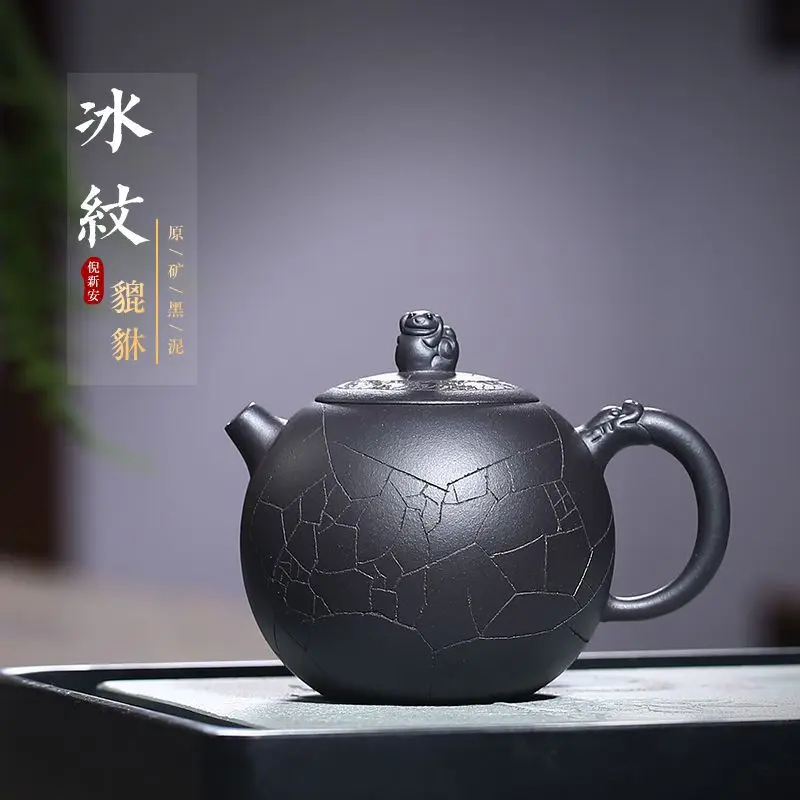 

Yixing Purple Clay Teapot Ice Pattern Teapot Small Teapot Rain Medium Sand Wholesale Raw Ore Black Clay Tea Set One Piece Dropsh