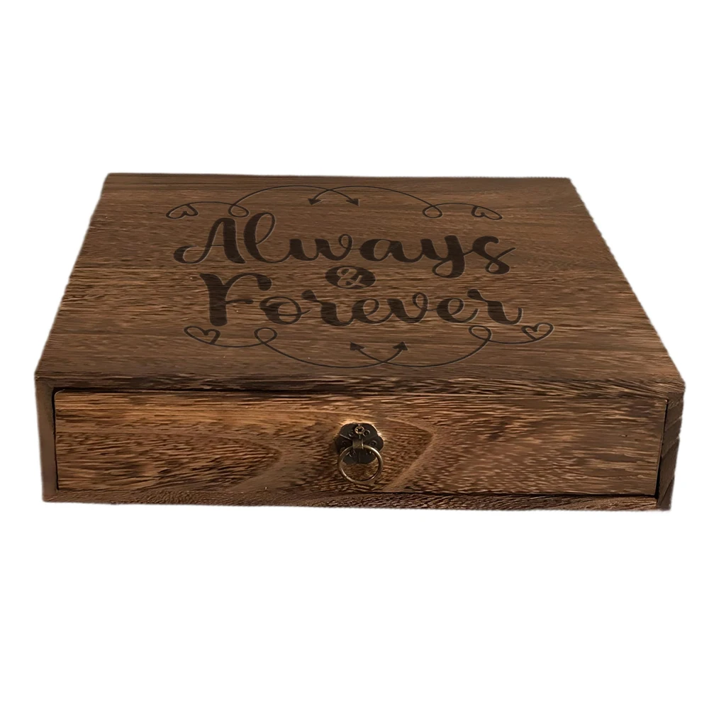 

Rustic Personalized Lockable Wooden Storage Box with Drawer Large Keepsake Organizer Custom Gift For Newlyweds Girlfriend