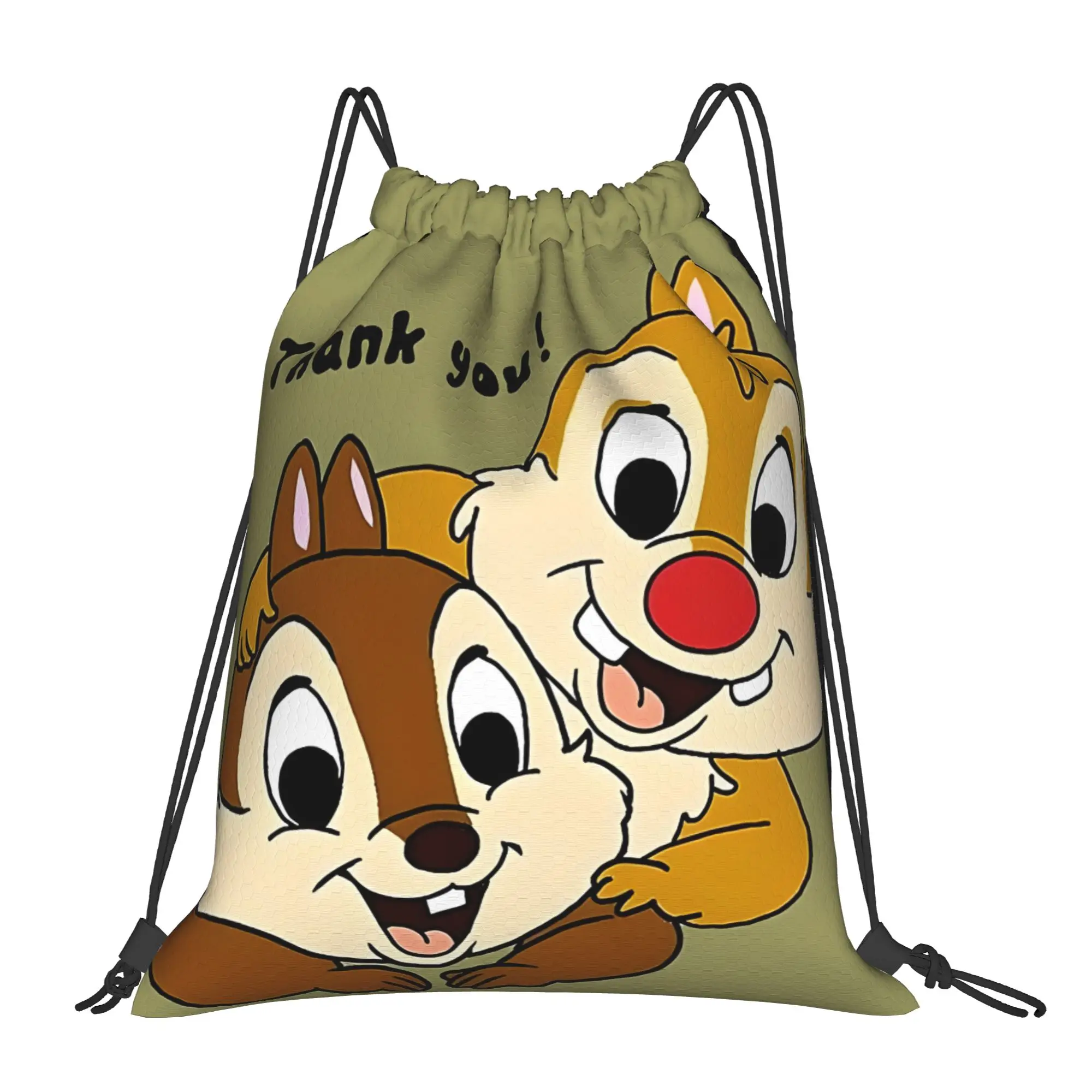 

1 pc Chip And Dale Thank You Chip And Dale Print Drawstring Bag Men Women Storage Backpack Teenager Travel Bag