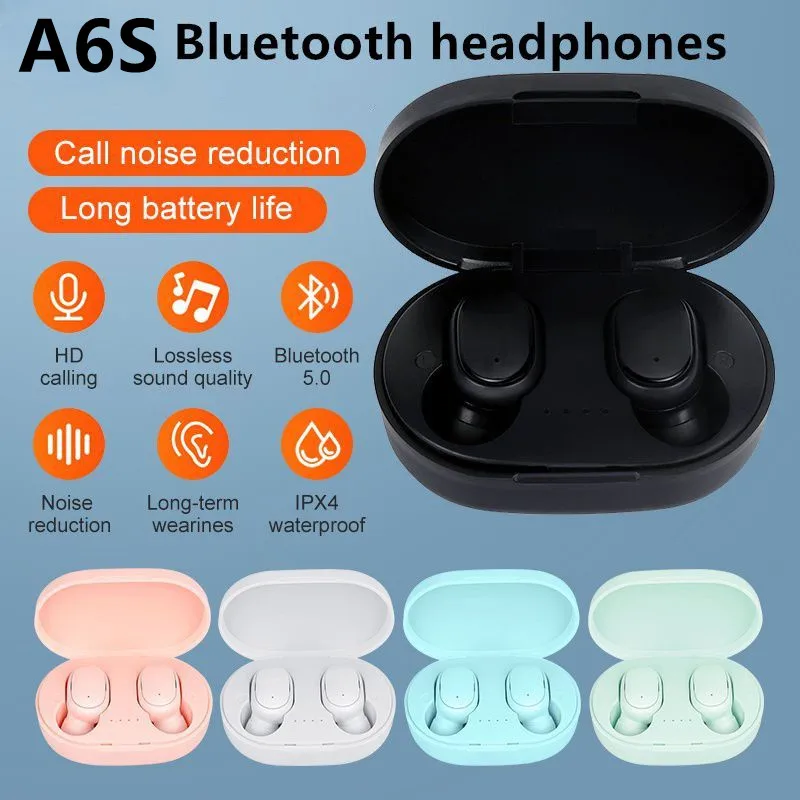 Original A6S TWS Wireless Headphones Bluetooth Earphone Sport Earbuds HIFI Headset With Mic For Xiaomi Samsung Huawei