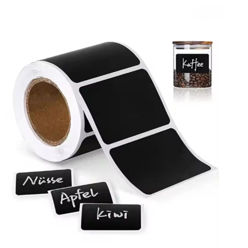 120 uds/rollo de etiquetas de pizarra, etiquetas adhesivas negras, pegatinas autoadhesivas personalizadas para regalos de vacaciones para tarros, 3,5*5,5 cm