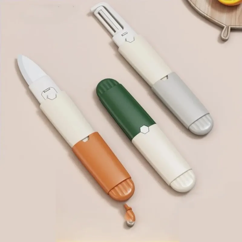 A Eramic Knife Multi-functional Small Fruit Knife Peeler 2-in-1 High Appearance Level Travel Dormitory Kitchen Home Melon Knife