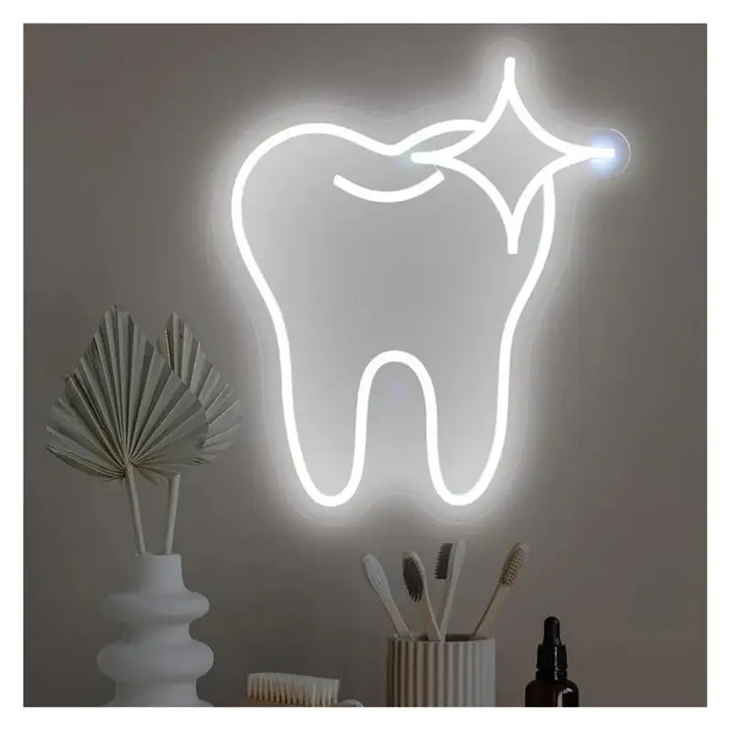 Handmade Neon Signs USB Powered Tooth Neon Lights Suitable For Dentist Dental Office Decor Commercial Signs 32cmx37cm