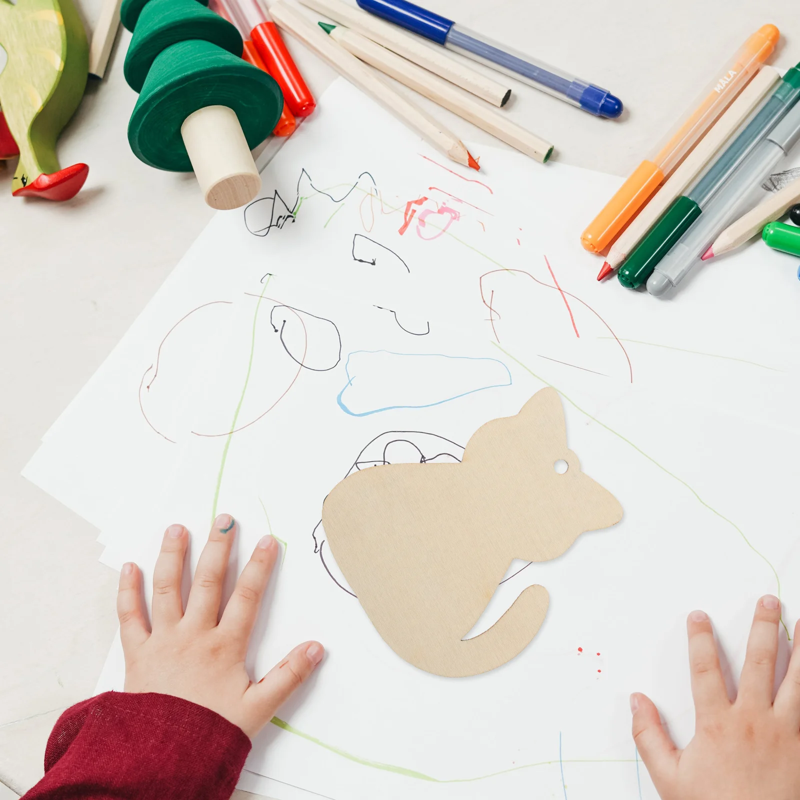 

40Pcs Wooden Cat Cutouts Unfinished DIY Craft Pieces Smooth Safe Kids Painting Decorative Wall Ornaments for Holiday Birthday