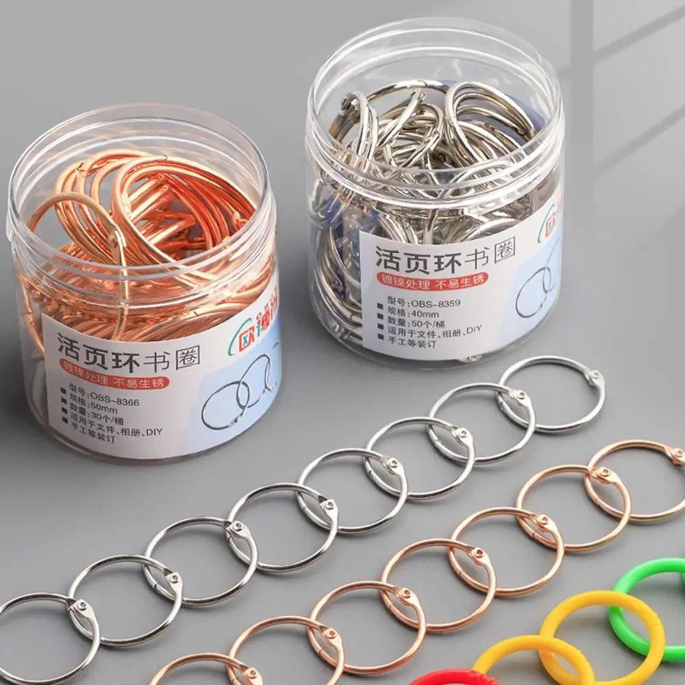 High-quality Metal Binder Ring 20/30/40/50mm Office Supplies Loose-leaf Ring Clip Silver/Rose Gold Binding Clip Cards