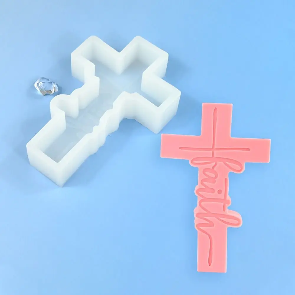 Silicone Cross Sculpture Mold Reusable Non-Stick Plaster Ornament Mold Detailed Texture Flexible Aroma Candle Mold Halloween