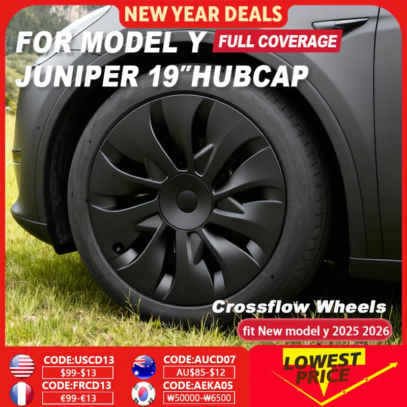 

4PCS Hubcap Wheel Cover Replacement Cherry Blossom Performance For Tesla Model Y Juniper 19 Inch Wheel Caps Automobile 2025+