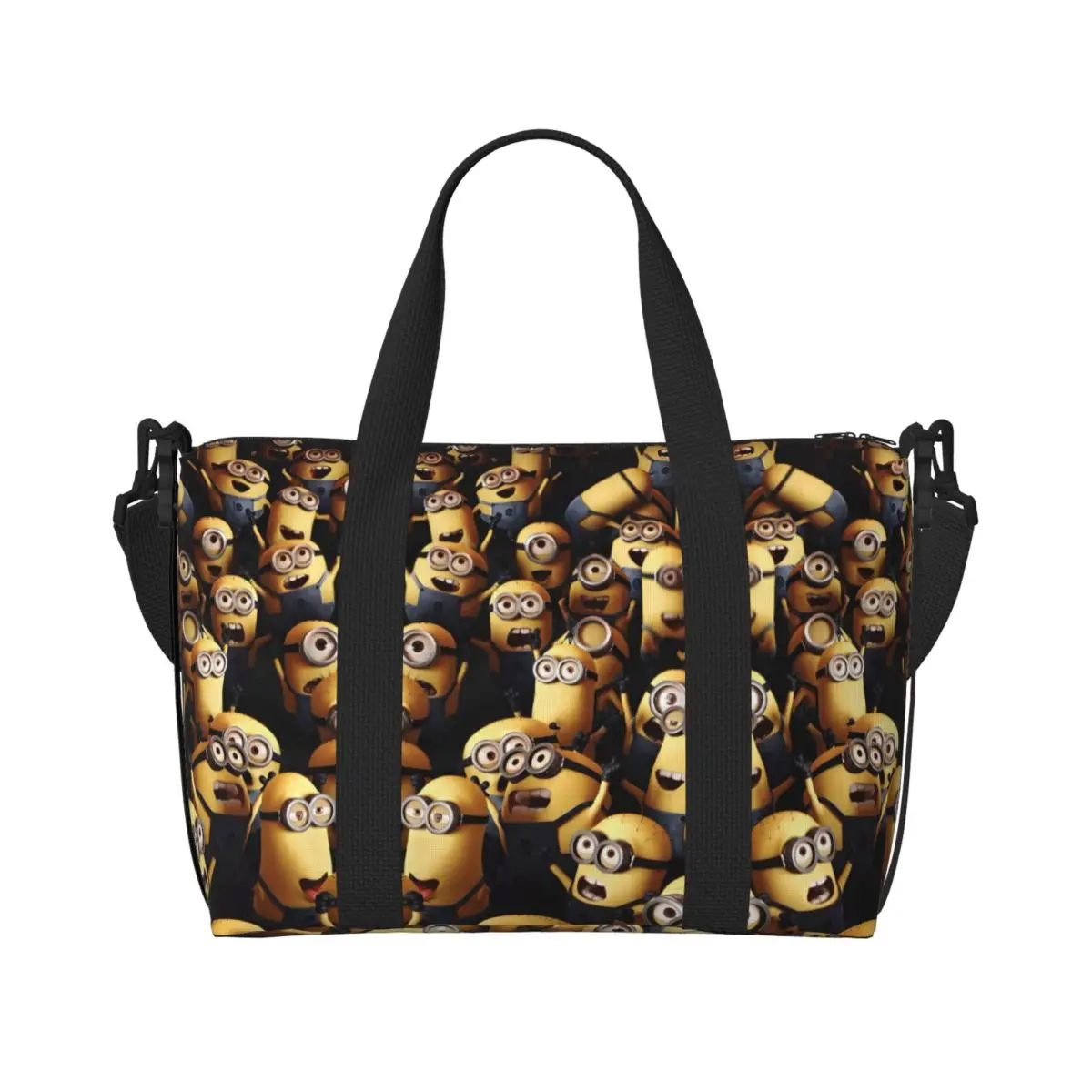 

Изготовленная на заказ большая сумка M-Minions для женщин, большая вместимость, комедические мультяшные спортивные пляжные дорожные сумки