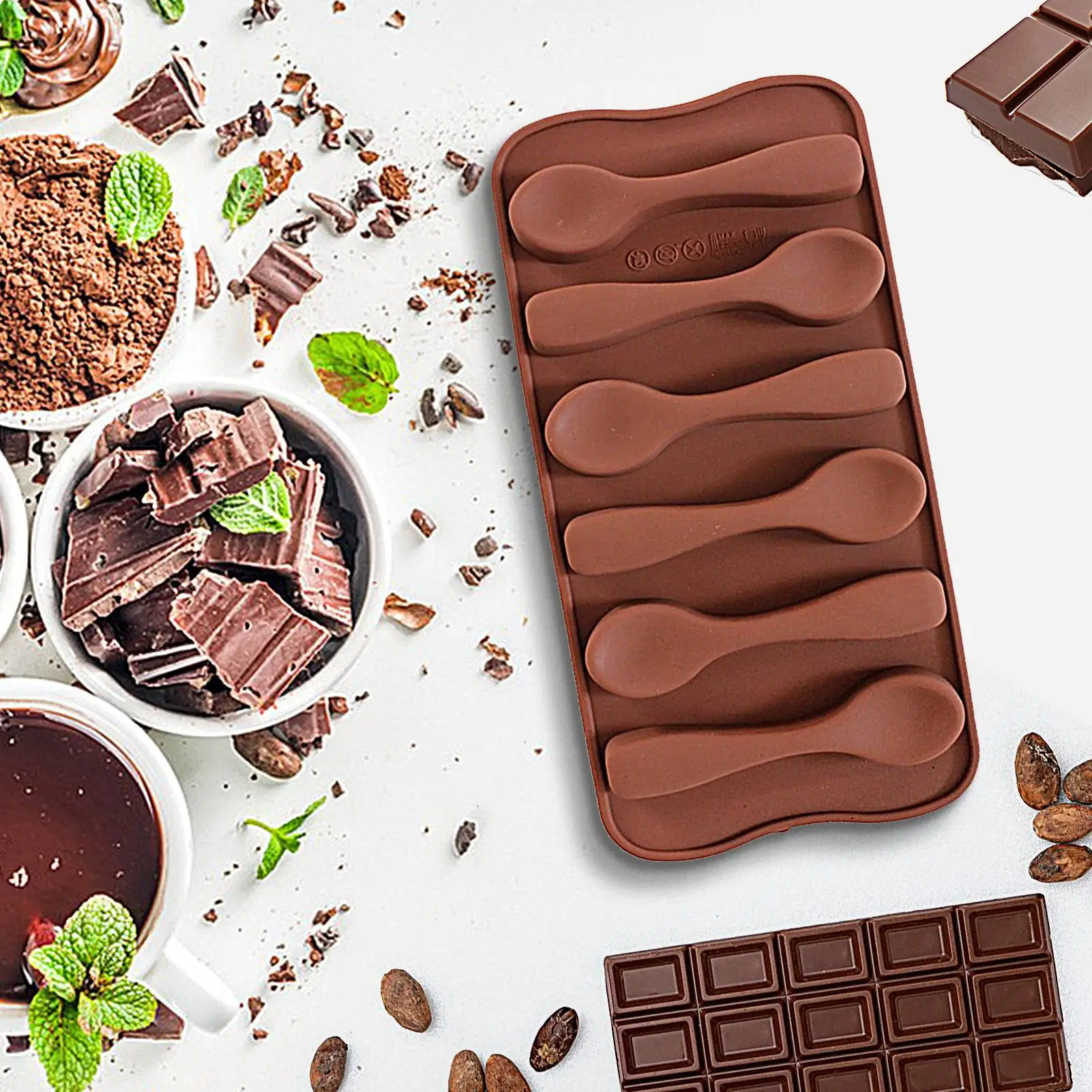 Chocolate Mold Silicone Waffle Making Silicone Handmade Mold Non-Stick Reusable Candy Mold Kitchen Baking Tools Reusable Candy
