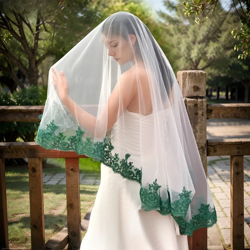 

Bridal Veil Green Lace Wedding Veil