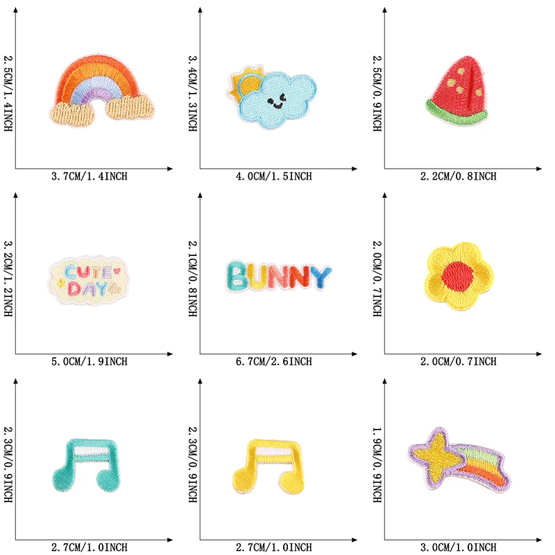 20 Stück niedliche Pentagramm-Schleifen-Anime-Aufnäher, selbstklebend, zum Aufbügeln, bestickt, für Kleidung, Kinder, Regenbogen-Lot, Mädchen-Packung, kleiner Stern zum Aufnähen – Detail 4