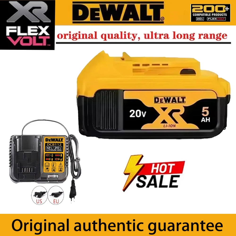 

100% NEW High Rate Genuine Dewalt 20V Battery, Dewalt DCB200 Power Tool Battery，20V 2AH 5AH 6AH Rechargeable Lithium Ion Battery