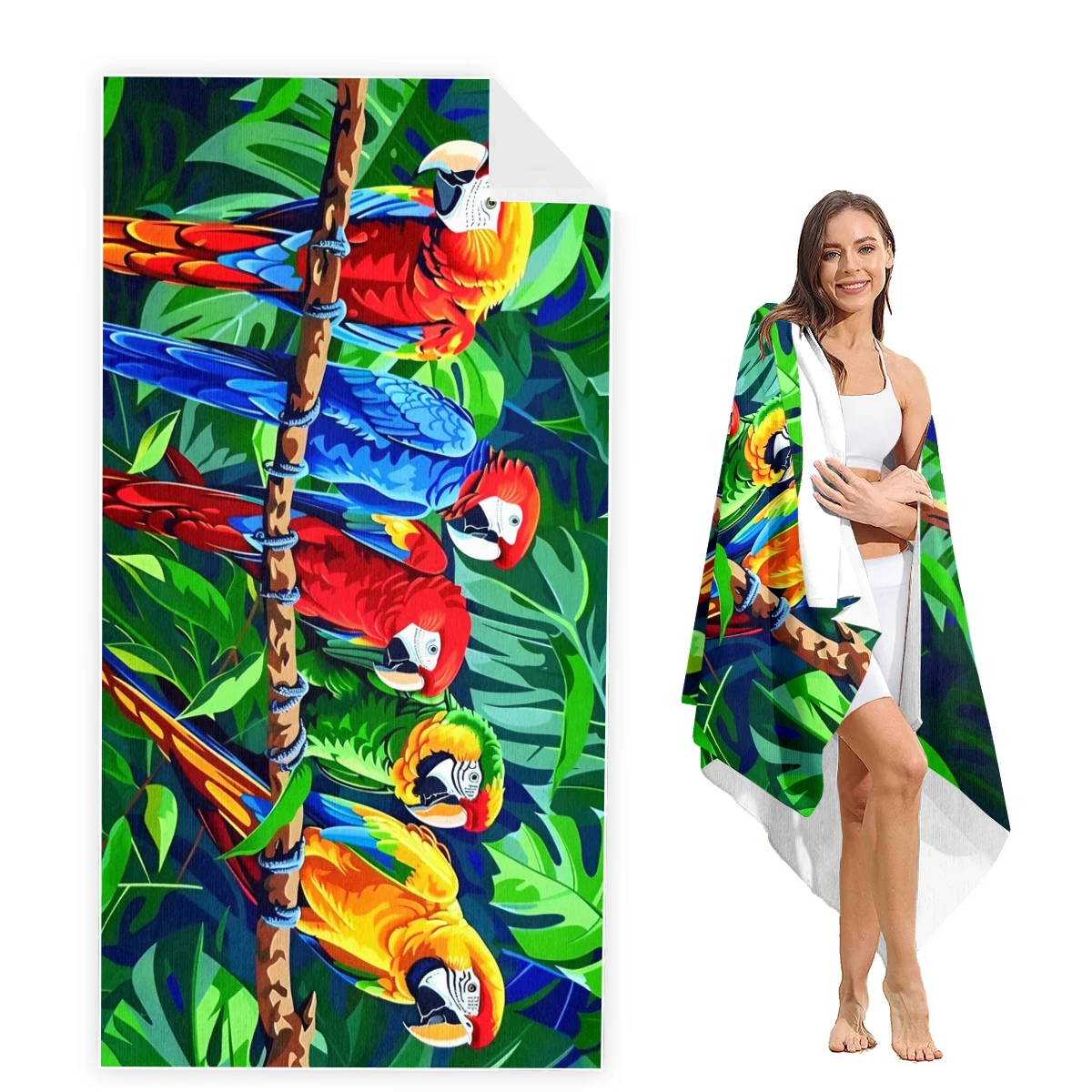 

Parrot Beach Towel Oversized, Super Absorbent Sand Free Thick Microfiber Beach Towel,Beach Towels for Kids,Men,Women,Girls