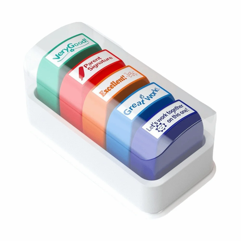 5/8Pcs Creative Teacher's Review Seal Colorful Educational Teacher's Comment Stamp Transaction Encouragement