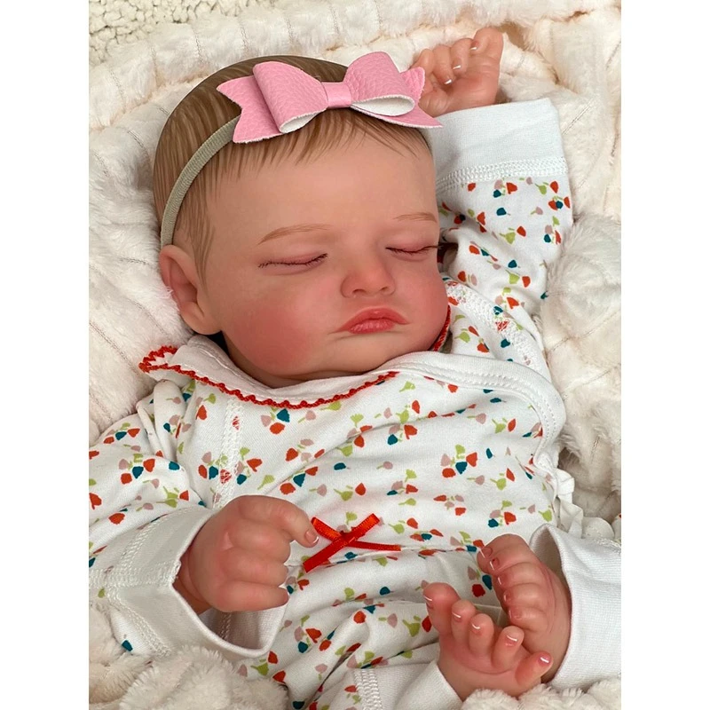 50 cm wiedergeborene Puppen Rosalie, realistisch, echt aussehend, schlafende Neugeborene, wiedergeborene Baby-Mädchen-Puppen, handgezeichnetes Haar