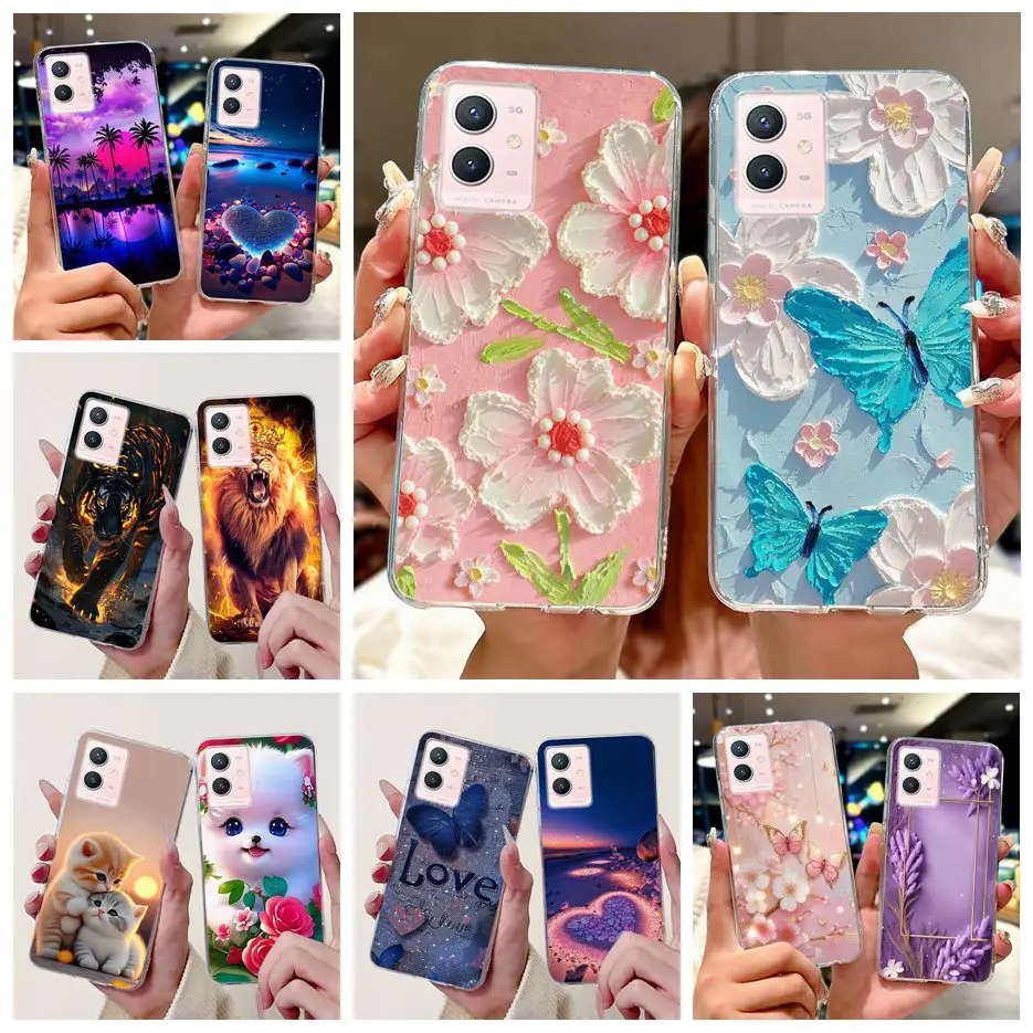 For Vivo Y75 5G Case V2142 Stylish Painted Cover Clear Silicone Phone Case For Vivo Y55 Y 75 VivoY55 VivoY75 Y33s 5G Soft Fundas