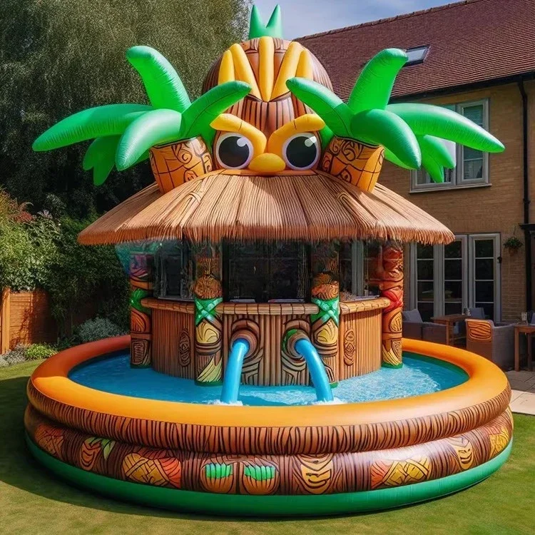 Backyard Commercial Inflatables Multi-person Leisure Sofa Lounger Row Floating Inflatable bar Pool with Seats