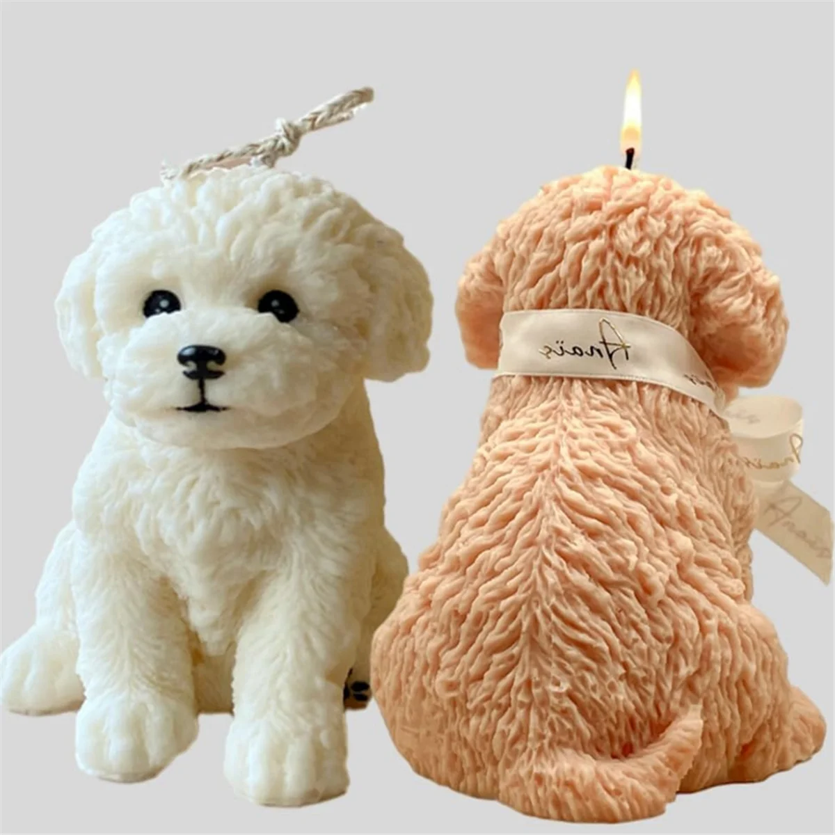 

A32P_Large Teddy Candle Mold Cute Dog Silicone Mold for Soap Soy Wax Epoxy Resin DIY Handcraft Party Dinner Ornaments
