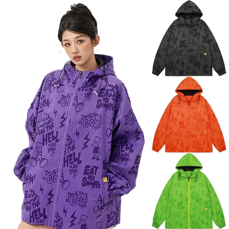 

Simpsons Bart Casual Jacket Windbreaker Jackets Waterproof Hooded Coat Male Spring and Autumn Outdoor Hiking Biking Jacket New